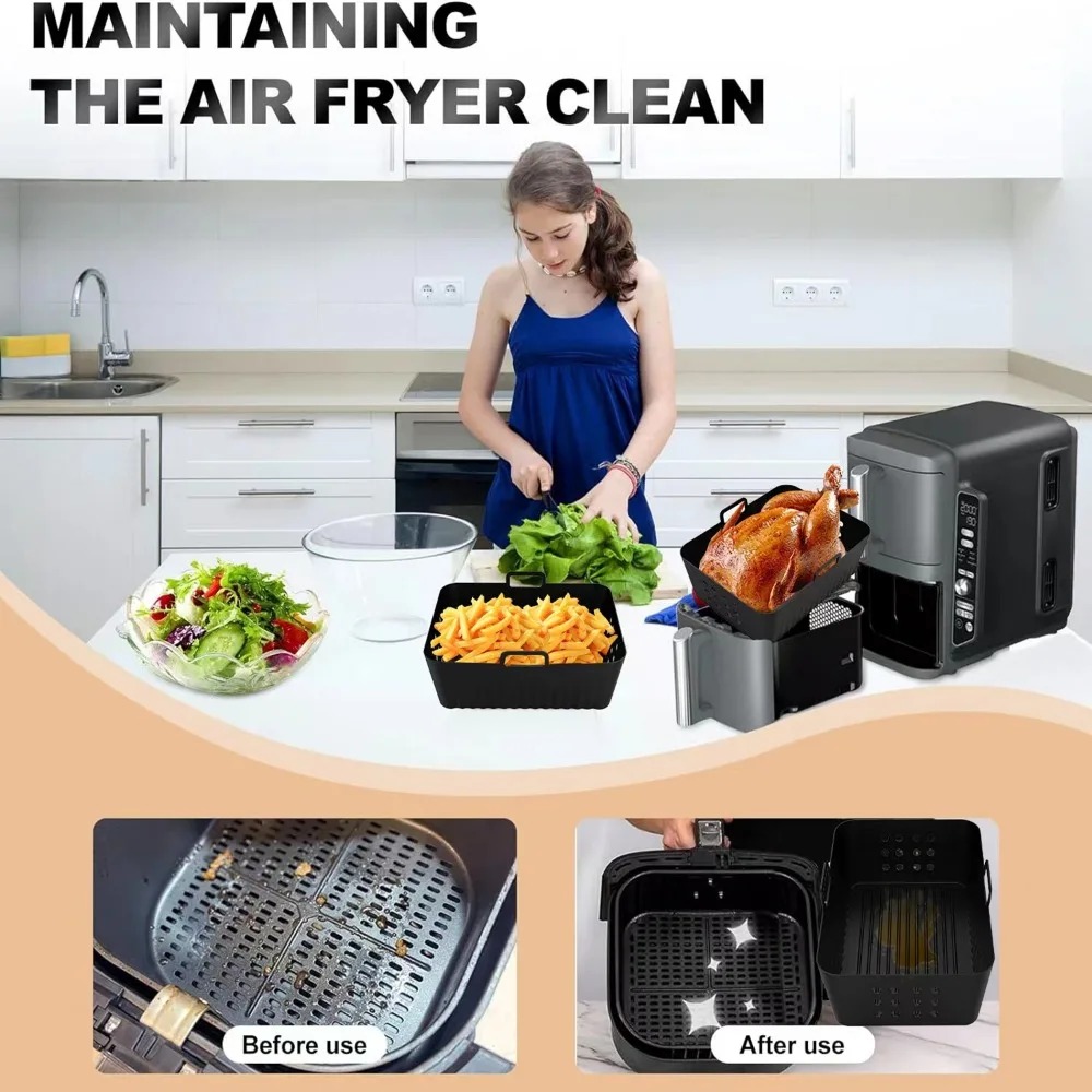 2Pcs Air Fryer Silicone Liners - Silicone Steamer Basket recension och pris