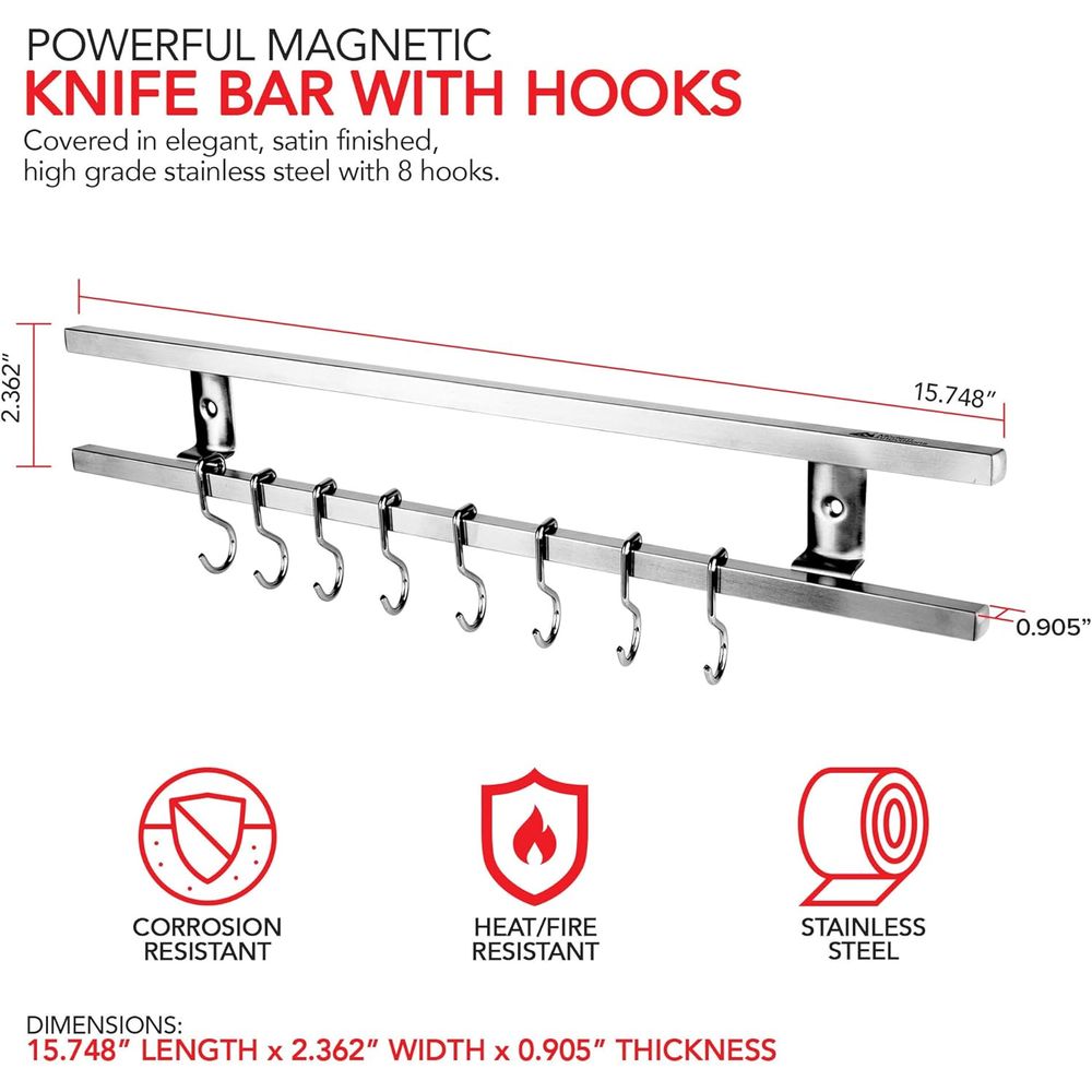 16 Inch Stainless Steel Metal  - Magnetic Knife Strip recension och pris