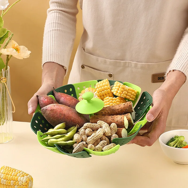 Folding Food Steamer Vegetable - Silicone Steamer Basket recension och pris