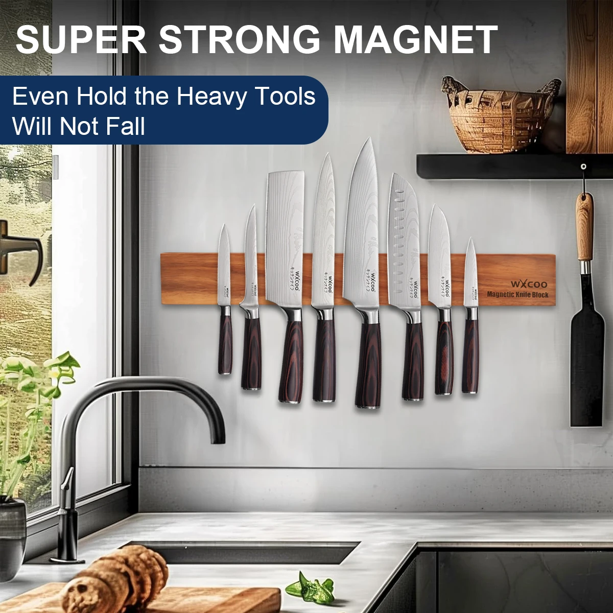 Acacia Wood Magnetic Knife Hol - Magnetic Knife Strip recension och pris