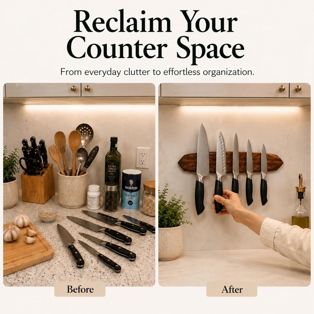 Magnetic Knife Holder - Acacia - Magnetic Knife Strip recension och pris