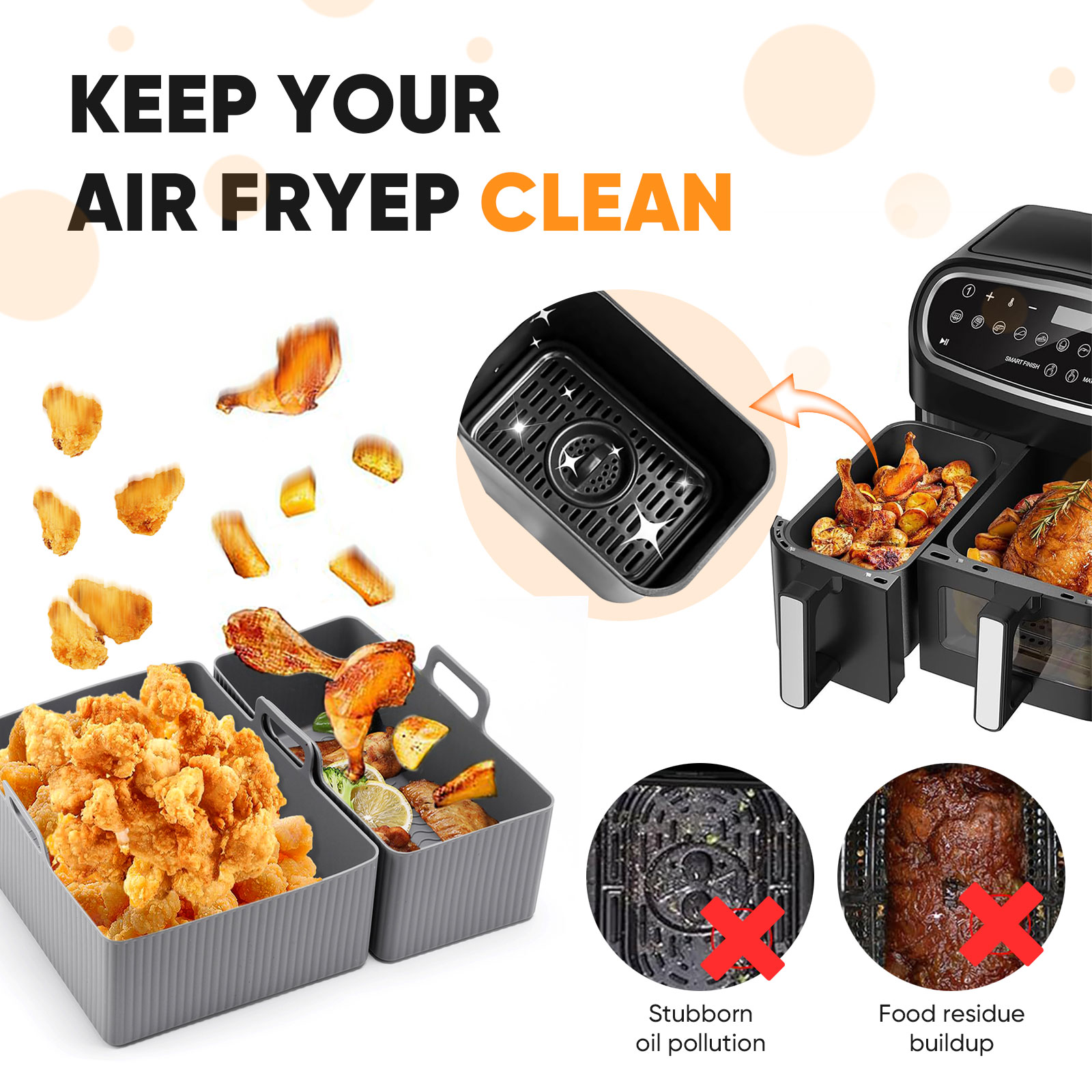 2pcs Set Silicone Air Fryer Ma - Silicone Steamer Basket recension och pris